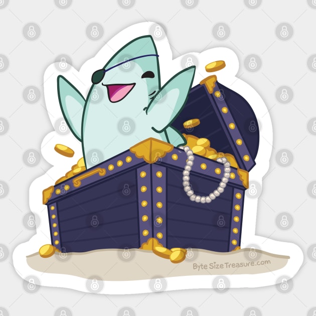 Pirate Shark Treasure Chest Sticker by bytesizetreasure